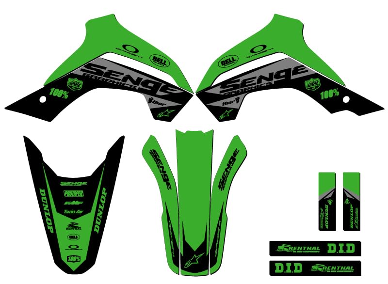 2021-2025 KLX 140 RF BINARY Green Base Kit Compatible with Kawasaki | Senge Graphics Inc - size: Base Kit