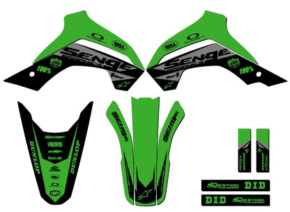 2021-2025 KLX 140 RF BINARY Green Base Kit Compatible with Kawasaki | Senge Graphics Inc - size: Base Kit