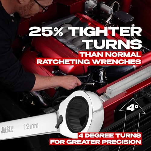 Jaeger 12 mm Reversible Ratchet Wrench, 15° Offset, 12-Pt, Metric - size: 12 MM Reversible, style: Individual Reversible Ratcheting Wrench