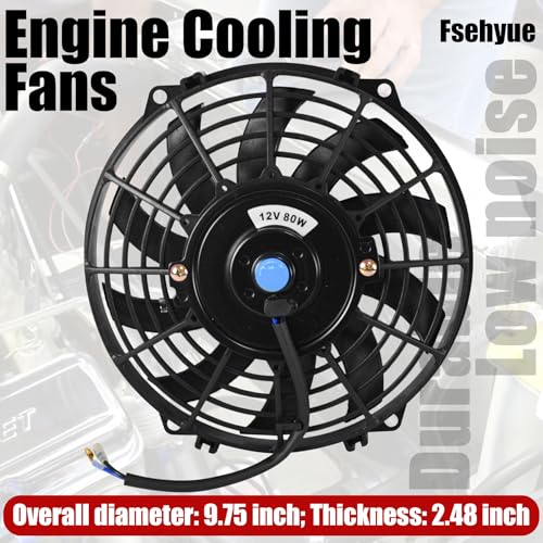 9" Universal Electric Radiator Fan Push Pull Slim Fan High Performance Cooling Fan 80W 12V Mount Kit 1PCS - size: 9 inch- 1PC