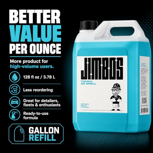 JIMBO'S TOUGH AS SHELL CERAMIC SPRAY COATING – Super Slick, No Streaks, Easy Ceramic Protection for Car Paint, Glass, Trim & More | Hybrid Formula with UV Protection | 1 Gallon - size: 128 Fl Oz (Pack of 1)