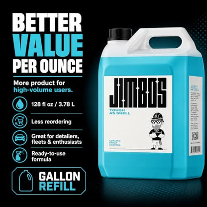 JIMBO'S TOUGH AS SHELL CERAMIC SPRAY COATING – Super Slick, No Streaks, Easy Ceramic Protection for Car Paint, Glass, Trim & More | Hybrid Formula with UV Protection | 1 Gallon - size: 128 Fl Oz (Pack of 1)