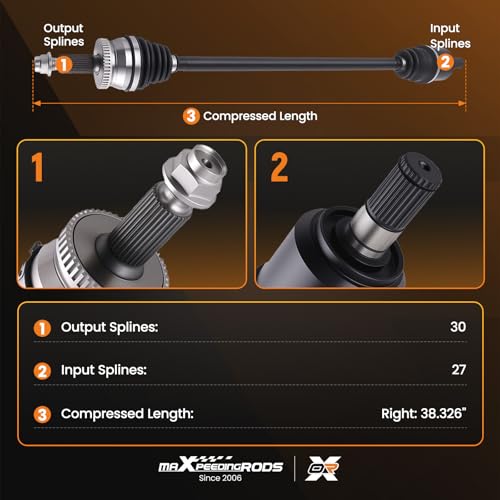 maXpeedingrods Front Right CV Axle Shaft Assembly for Hyundai Sonata - size: 66-3830