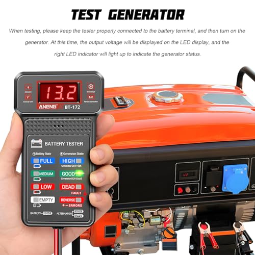 Zpana Car Battery Tester, BT172 12V Automotive Alternator Meter Diagnostic Tool with LED Indication & LCD Display, Accurate Digital Auto Battery Analyzer, Fit for Sedan Truck RV