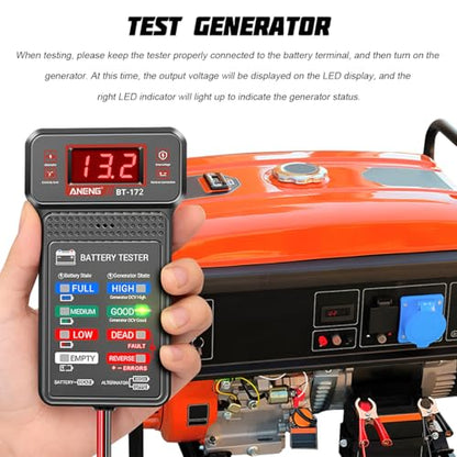 Zpana Car Battery Tester, BT172 12V Automotive Alternator Meter Diagnostic Tool with LED Indication & LCD Display, Accurate Digital Auto Battery Analyzer, Fit for Sedan Truck RV