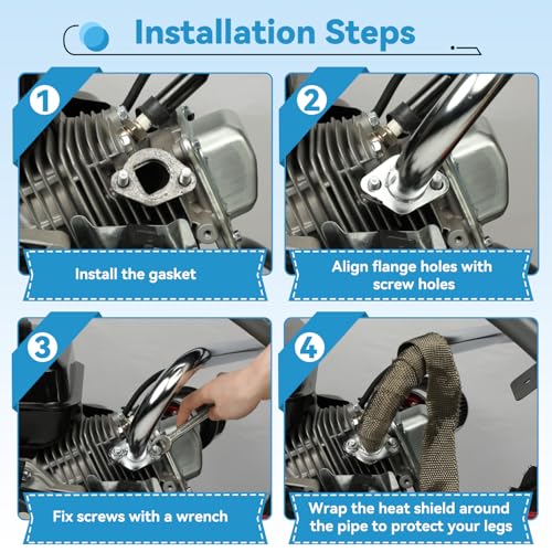 EOPOAYI B200R Exhaust Pipe Kit for Predator 212cc Coleman B200RSV Mini Bike - color: A-Silver