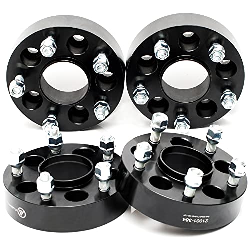 Black Forged 5x110 Hubcentric Wheel Spacers 1.5 Inch with 12x1.5 Studs Compatible with Jeep Ch-evy 5 Lug for 2015-2022 Renegade Cherokee KL | 2017-2022 Compass MP |Dart Malibu HHR - Pack of 4 - size: 1.5 Inch - Pack of 4
