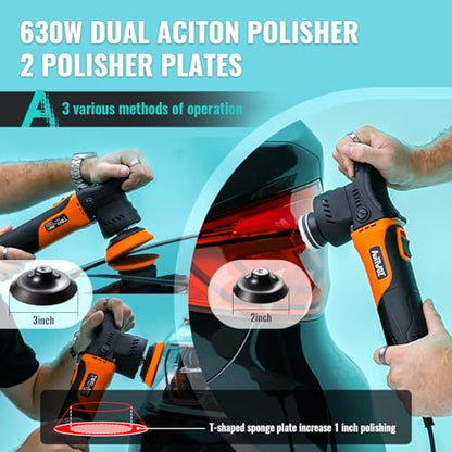 AUTIWOZ W02 Mini Buffer, 2/3Inch Dual Action Polisher, 12mm Random Orbital - size: k1