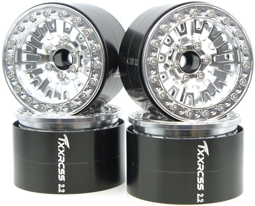 198g Super Heavy Duty 2.2 Beadlock Wheel Rims for 1/10 RC Crawle (Silver) - color: Silver