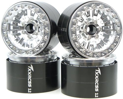 198g Super Heavy Duty 2.2 Beadlock Wheel Rims for 1/10 RC Crawle (Silver) - color: Silver