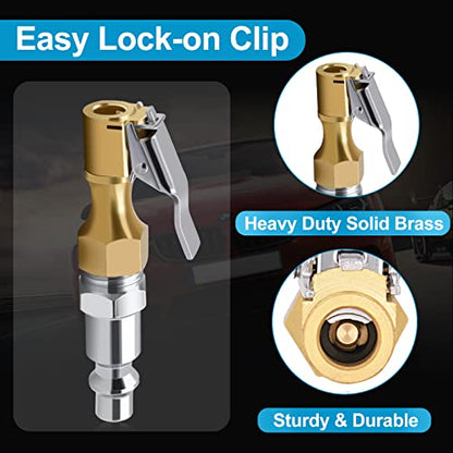 Air Chuck Pack of 3, Heavy Duty Closed Flow Tire Chuck with 1/4" FNPT for Tire Inflator Gauge Compressor Accessories