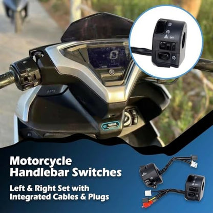 Universal 7/8" Motorcycle Handlebar Control Switch Set, Left & Right Controls with Turn Signal, Horn, Headlight High/Low, Start Stop & Kill Switch, 22mm Handlebar Switch for Motorcycle ATV Scooter