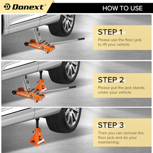 Jack Stands 3 Ton (6,500 lb) Capacity Steel, 1 Pair Orange Lifting Stand Adjustable Jack Stands - color: Orange