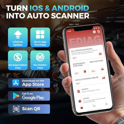 KINGBOLEN Ediag Elite OBD2 Scanner Bluetooth, Bidirectional Control Scanner All System Diagnostic Tool for iOS & Android, 15+ Hot Reset, CANFD Protocol, FCA AutoAuth, No Subscriptions Lifetime Update