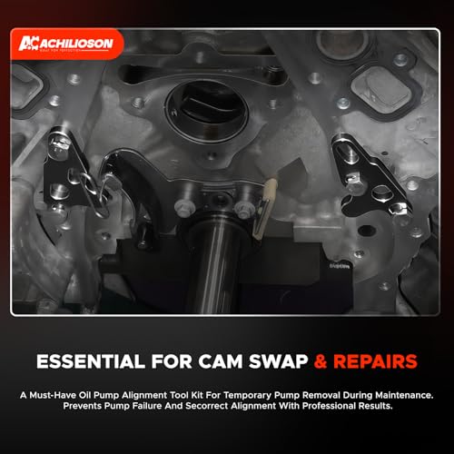 2Pcs Oil Pump Alignment Tool Kit, Billet Aluminum Cam Swap Guide Compatible with Gen V LT1 LT4 LT5 L83 L86 L87 Engines, Pump Brace Hold Down & Pickup Tube Installation Tool (Black)