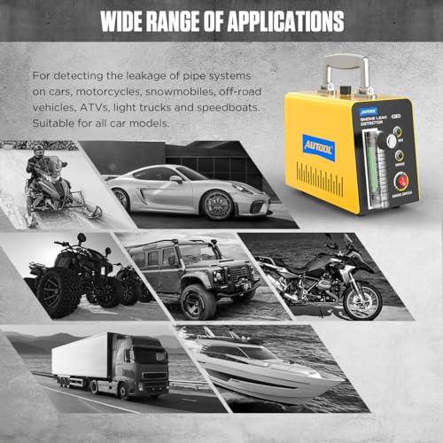 AUTOOL Smoke Machine Automotive Leak Detector,0-0.46PSI Evap Vacuum Smoke Diagnostic Tester,Pipeline Fuel Leakage Detector Compatible with 12V Vehicles
