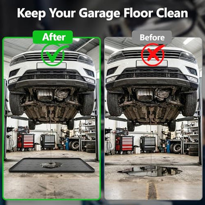 Oil Drip Pan 34" x 22" Black Silicone, Oil Drip Pan for Under Car, Heavy Duty Oil Spill Mat with 0.7" Raised Edge, Leak Containment Drip Tray, Waterproof Garage Floor Protector - color: BLCAK