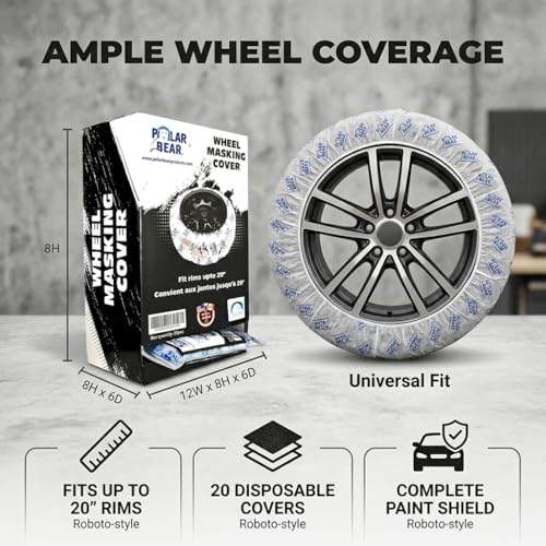 Polar Bear Wheel Masking Cover, Clear Plastic Sheet, 13-20 in Rims, 1-Pack