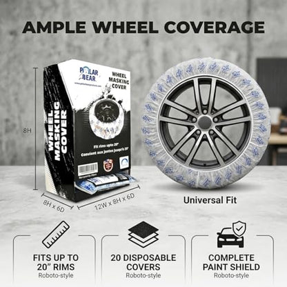 Polar Bear Wheel Masking Cover, Clear Plastic Sheet, 13-20 in Rims, 1-Pack