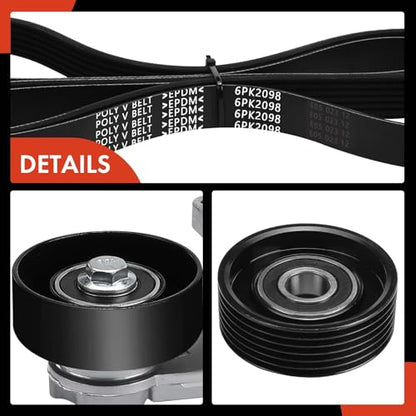 A-Premium Engine Serpentine Belt Drive Kit with Tensioner & Idler Pulley