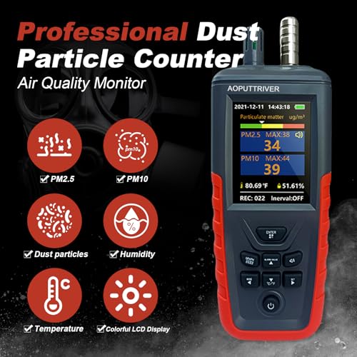 Air Quality Monitor 6-Channel Particle Counter (PM0.3/0.5/1.0/2.5/5/10 μm) - color: Brick Red