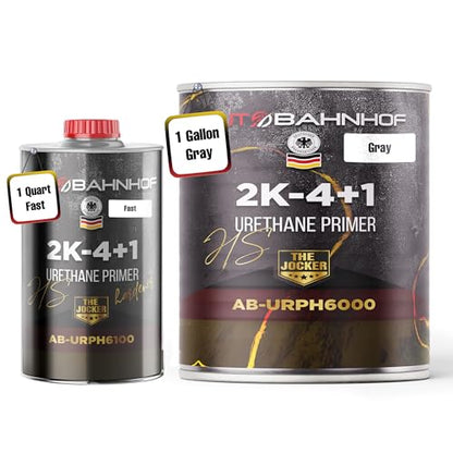 All Surfaces 2K Urethane Primer Gray & Fast Hardener Kit – High Build, Quick Drying, Auto Body Prep & Industrial Paint System – 1 Gallon Primer + 1 Quart Hardener - color: Gray Urethane Primer And Fast Hardener