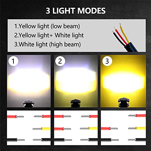 Motorcycle LED Driving Fog Lights Headlight, 12000LM Mini Fog Lights 60W 6000K Super Bright Amber White Aux Spotlight for Motorcycle Truck ATV SUV Car Yacht, 2 Pack