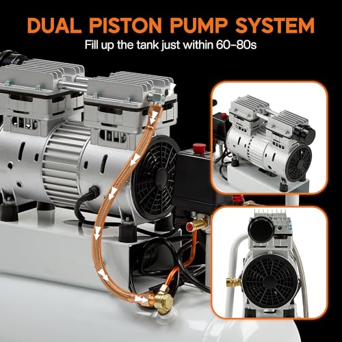 Albott 8 Gallon Oil-Free Air Compressor with Automatic Drain Valve - style: 8 Gal