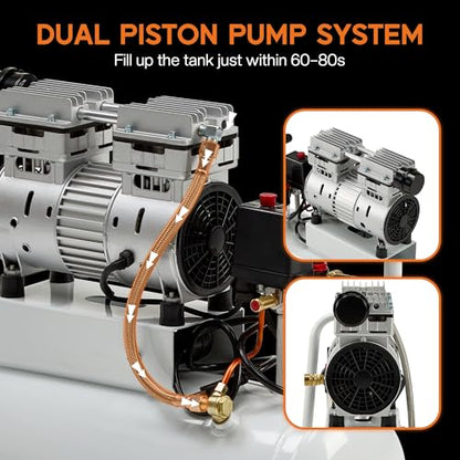 Albott 8 Gallon Oil-Free Air Compressor with Automatic Drain Valve - style: 8 Gal