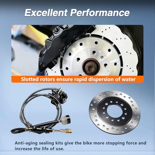 Hydraulic Rear Disc Brake Caliper System Disk Rotor Pads Compatible with Dirt Bike Quad Wheel ATV Go-kart 150cc 200cc 250cc Dune Buggy