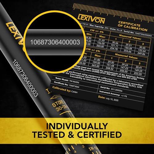 LEXIVON Torque Wrench, 1/4-Inch Drive, Dual Scale 30-250 IN-LB (3.4-28.2 N·m), Premium Rubber-Grip Handle, Deluxe Hybrid Case (LX-TW14) - size: 1/4"DR. 30–250 IN-LB