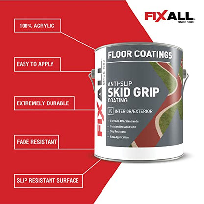 FIXALL Skid Grip Anti-Slip Coating, 1 Gallon, Smoke, Exceeds ADA Standards, Ideal for Safety Areas, Slip-Resistant Pavement, Cement & Concrete Paint - color: Smoke, size: 128 Fl Oz (Pack of 1)