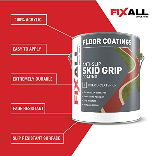 FIXALL Skid Grip Anti-Slip Coating, 1 Gallon, Jet, Exceeds ADA Standards, Ideal for Safety Areas, Slip-Resistant Pavement, Cement & Concrete Paint - color: Jet, size: 128 Fl Oz (Pack of 1)