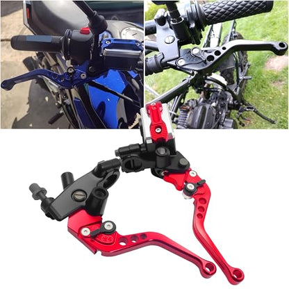 Universal Motorcycle 7/8" 22mm Handlebar Brake Master Cylinder Clutch Lever CNC Left & Right Set Compatible with Honda Kawasaki Suzuki Yamaha（ Piston Diameter 12.7mm (Red) - color: Red