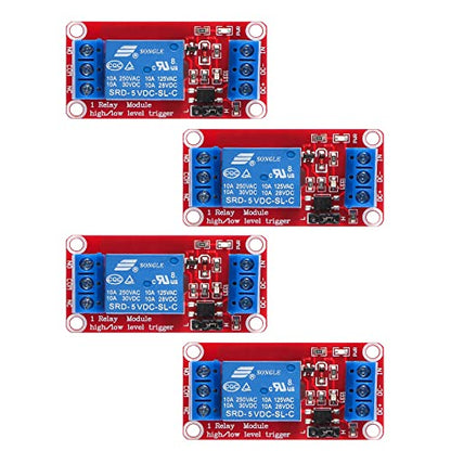 4pcs DC 5V Relay Module - 1 Channel Relay Switch Board with Optocoupler Isolation, High or Low Level Trigger - color: 5V-4pcs