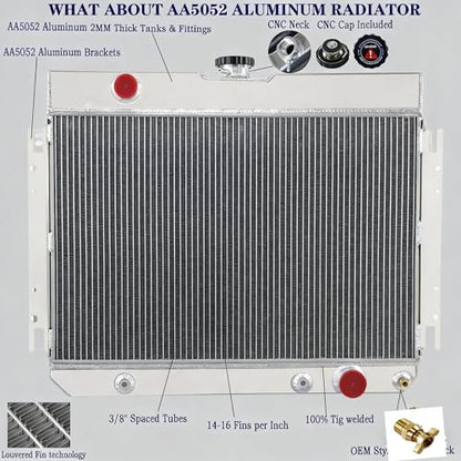 Primecooling 56MM 3 Row Core Aluminum Radiator for Impala Chevelle/Many Chevy GM Gars 1963-68