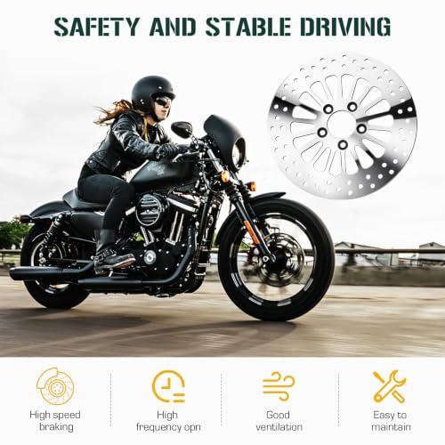 Youxmoto 11.8" Rear Brake Rotor for Harley Davidson Touring, for Road King Electra Glide Standard/Classic Tri Glide Ultra Classic Street Glide Road Glide with Bolts Set Brake Rotor 08-22, Polished - size: 1*11.8'' Rear Rotor+1*Bolt