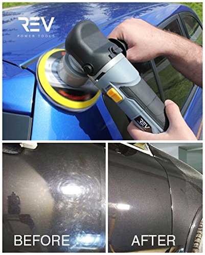 VViViD REV Random Orbit Buffer & Polisher, Paint-Safe, 2000-6400rpm, with 3 buffing cutting pads - size: 6 Inch - 6400 RPM