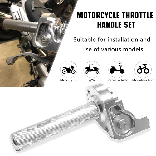 Motorcycle Throttle Assembly,7/8" Quick Twist Throttle Grips with Throttle Cable Aluminum Alloy Universal for CRF KLX SSR TTR 110 125 150 250cc Dirt Pit Bike ATV Mini Bike - color: Silver + Black