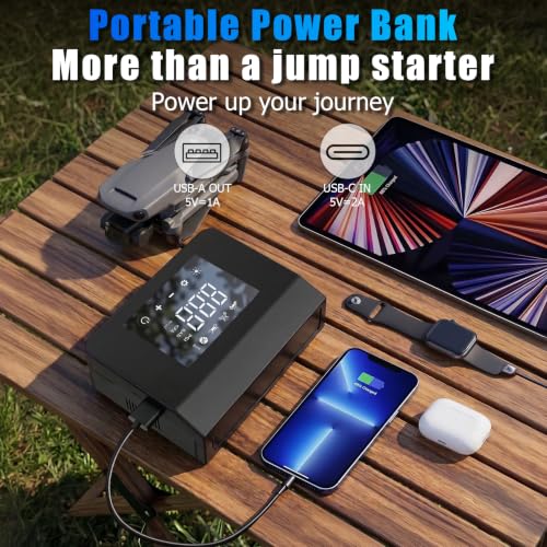 Car Battery Jump Starter with Air Compressor, 4000A Tire Inflator Portable