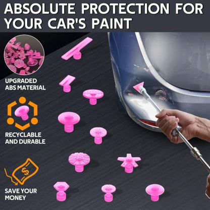 Dent Puller Kit - Paintless Dent Removal Tool with 100W Hot Glue Gun 10 Glue Sticks and 2-in-1 Slide Hammer T-Bar - for Car Body Repair Hail Damage Door Dings and Small Suction Cup - color: Black 01