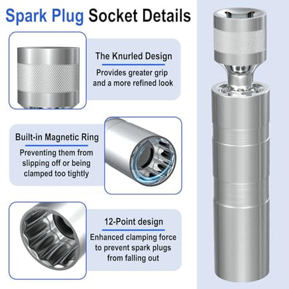 14mm&16mm Spark Plug Socket Set, Spark Plug Tool for 9/16"&5/8" Spark Plugs - color: 14mm&16mm x 3.78"