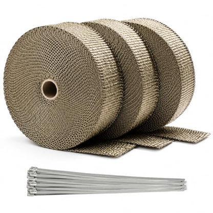ARTR 2" x 50' Titanium Exhaust Header Heat Wrap 3 Rolls - size: 2" x 50' Roll 3-Pack