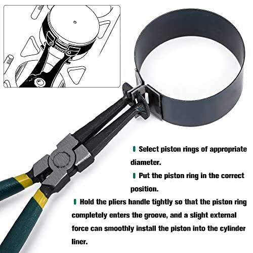 Hypertune Automotive Engine Piston Ring Compressor Tool Set For Car Truck Auto Engine Set with Pliers and 14 Bands (62-145mm/2.44-5.71in) Removal Tool Kit Repair Tools Kit