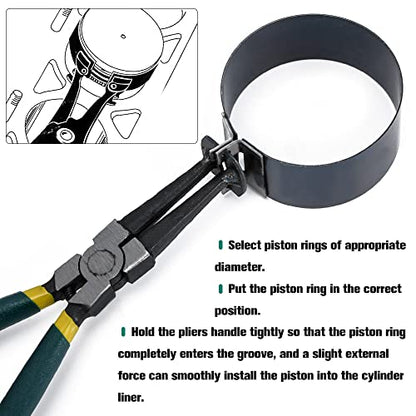 Hypertune Automotive Engine Piston Ring Compressor Tool Set For Car Truck Auto Engine Set with Pliers and 14 Bands (62-145mm/2.44-5.71in) Removal Tool Kit Repair Tools Kit