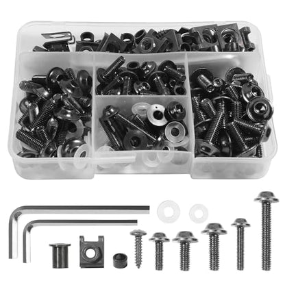 SCUARI Motorcycle Fairing Bolt Kit,Car Accessories Fairing Bolt Kit,177 PCS Motorcycle Fairing Cowling Screws Bolts,Aluminum Fairing Bolts Nut Clips Kit,Suitable for Most Sports Motorcycles