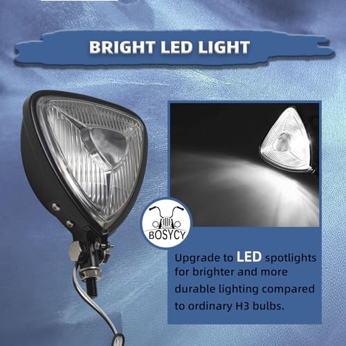Motorcycle Headlight, Custom Triangle Headlamp, Upgraded Bikes' Front Light Universal Fit Chopper Bobber Cafe Racer Harley Springers Triumph - Bottom Mount Black Housing Clear Lens - size: Triangle balck
