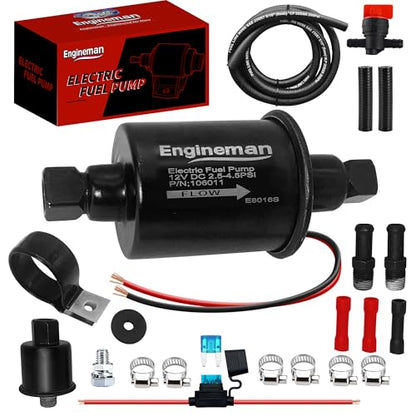 Universal Electric Fuel Pump 12V 2.5-4.5 PSI Inline External 5/16 Inch Compatiable with Gas Diesel Marine Carburetor Marine E8016S with 6.56 FT 5/16" ID Fuel Line Hose - size: E8016S 2.5-4.5 PSI+ 6.56ft Hose