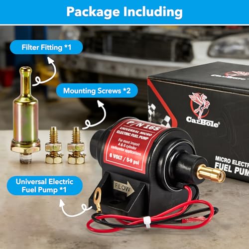 CarBole 6 Volt Electric Fuel Pump 5-9 PSI, 25-30 GPH for Gasoline Engines - size: 6V 5-9 PSI Gasoline Pump