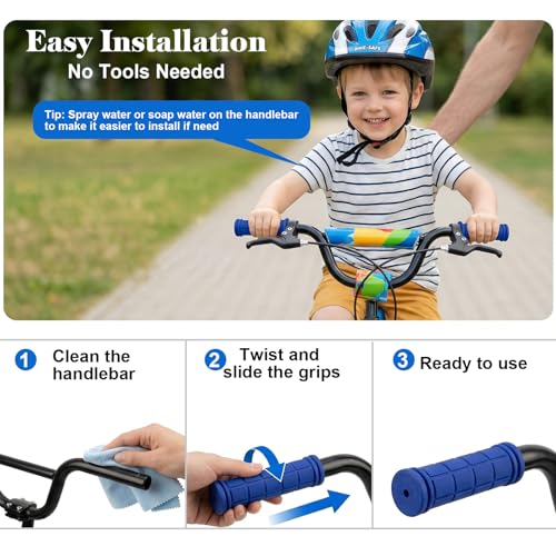 12 Pieces Bike Handlebar Grips, Kids Non Slip Rubber Bicycle Handle Grips, Replacement Bike Grips for Scooter, Beach Cruiser, Mountain Bikes, Foldable Bikes - size: 4.7"L x 1.1"W